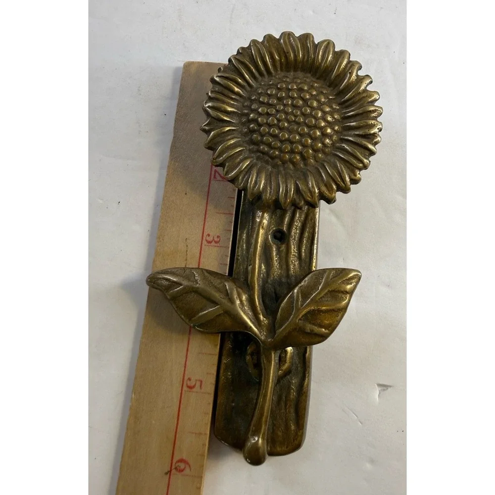 Vintage Solid Brass Sunflower Door Knocker 5.5